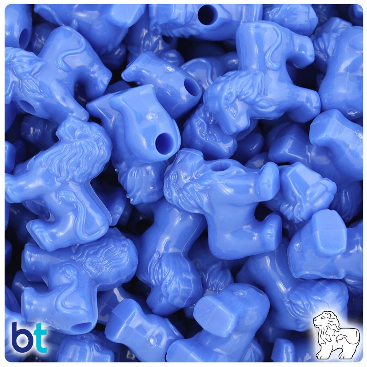BeadTin Periwinkle Opaque 22mm Lion Plastic Pony Beads (24pcs)